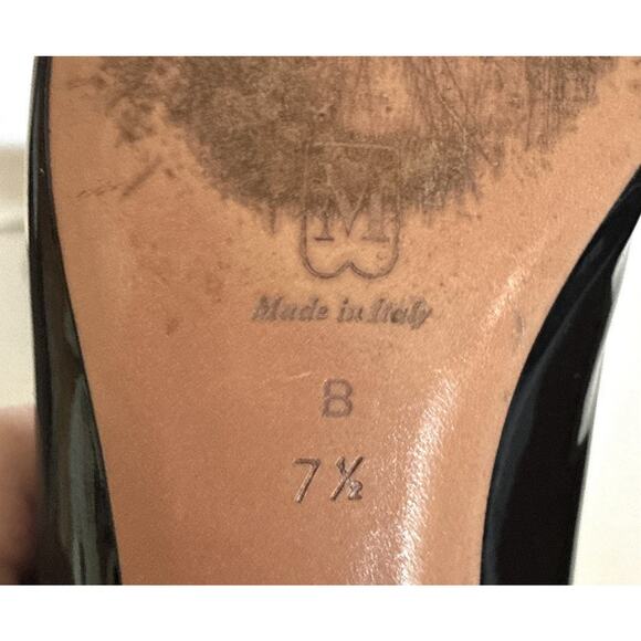 Vintage Bruno Magli Italian Black Cream Patent Leather Bow Flat Pumps - Picture 9 of 9